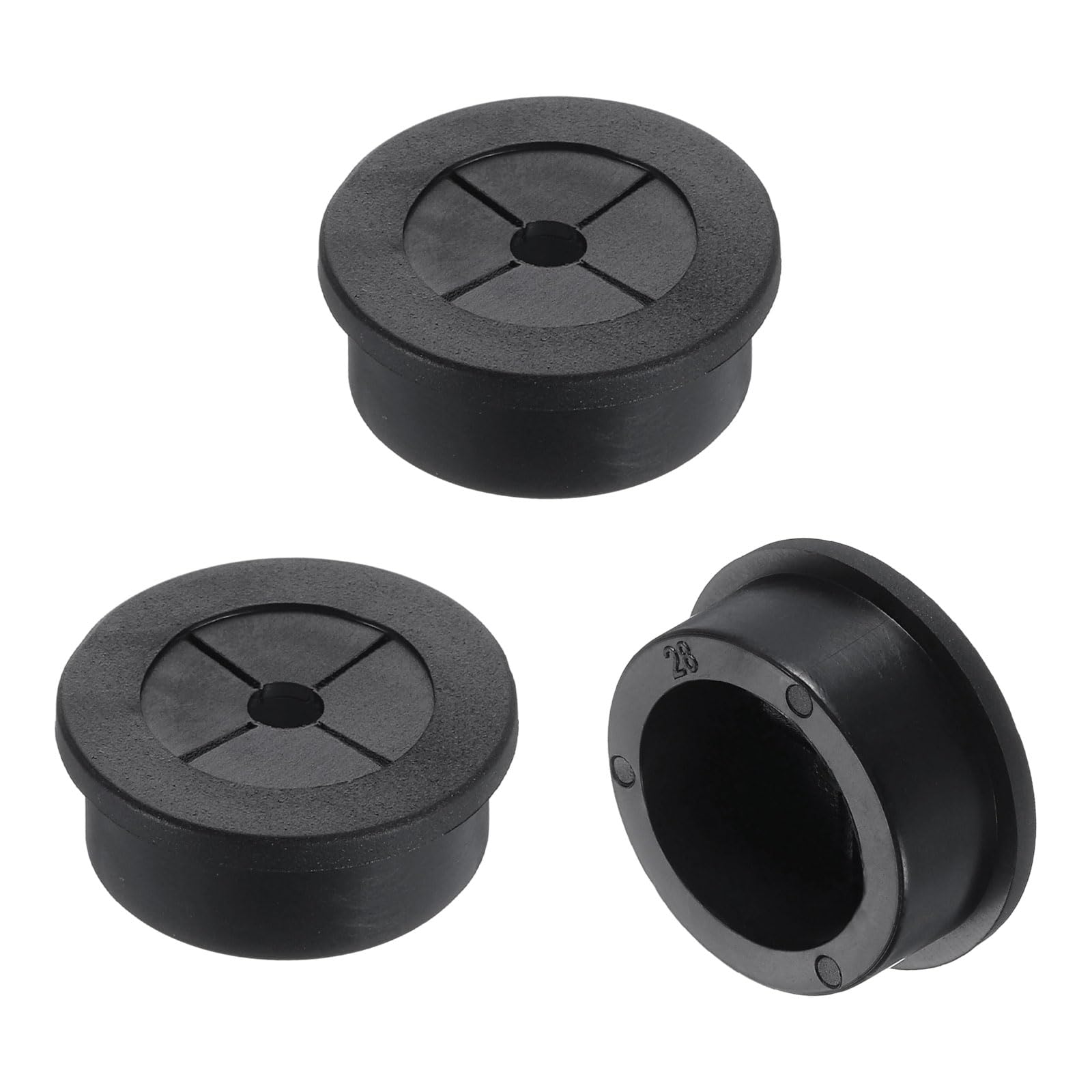 Photo 1 of uxcell 3 Pcs Cable Cord Grommet, 1 1/8" Inch (28mm) Desk Grommet Flexible Rubber Grommets Wire Hole Cover Pass Through for Office Computer Desk Wire Organizer, Black