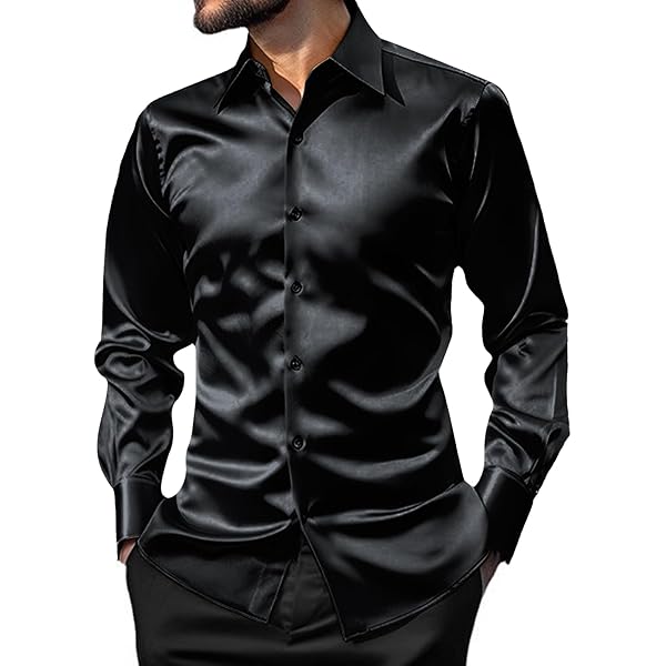 knee length dresses for ladies Silk Mens shirt with Long Sleeves – SILKSILKY main image 0