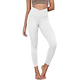 ODODOS Women's Cross Waist Yoga Leggings with Inner Pocket, 23"/25"/28" Gathered Crossover Workout Yoga Pants