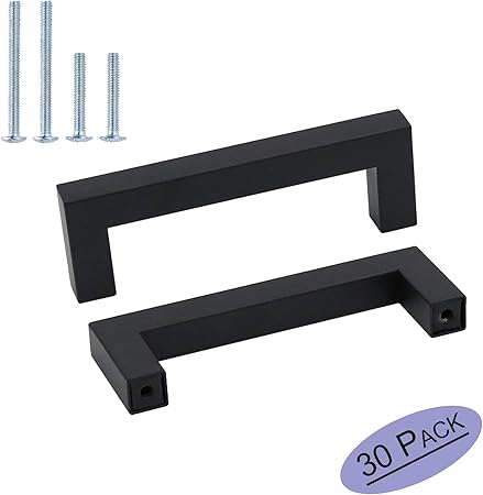 30pack Goldenwarm Black Square Bar Cabinet Pull Drawer Handle