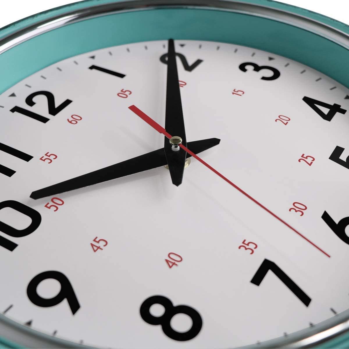 Lumuasky Retro Silent Non-Ticking Round Classic Clock - Quartz Decorative Battery Operated Wall Clock for Living Room Kitchen Home Office (Blue): Kitchen & Dining