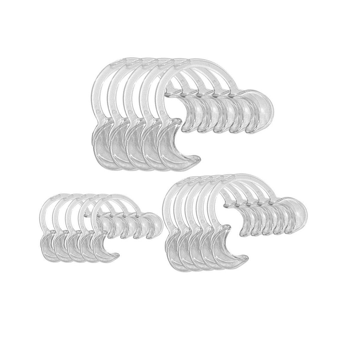 Mouthpieces Replacement C-Shape Cheek Retractors for Mouthguard Challenge Game or Dentistry – Clear Dental Mouth Opener, 15 Pcs (5Small 5Medium 5Large)