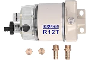 Fuel Filter Water Separator Complete Kit,Marine Spin?On Fuel Filter Water Separator 30GPH Rate with Self?Venting Drain R12T R