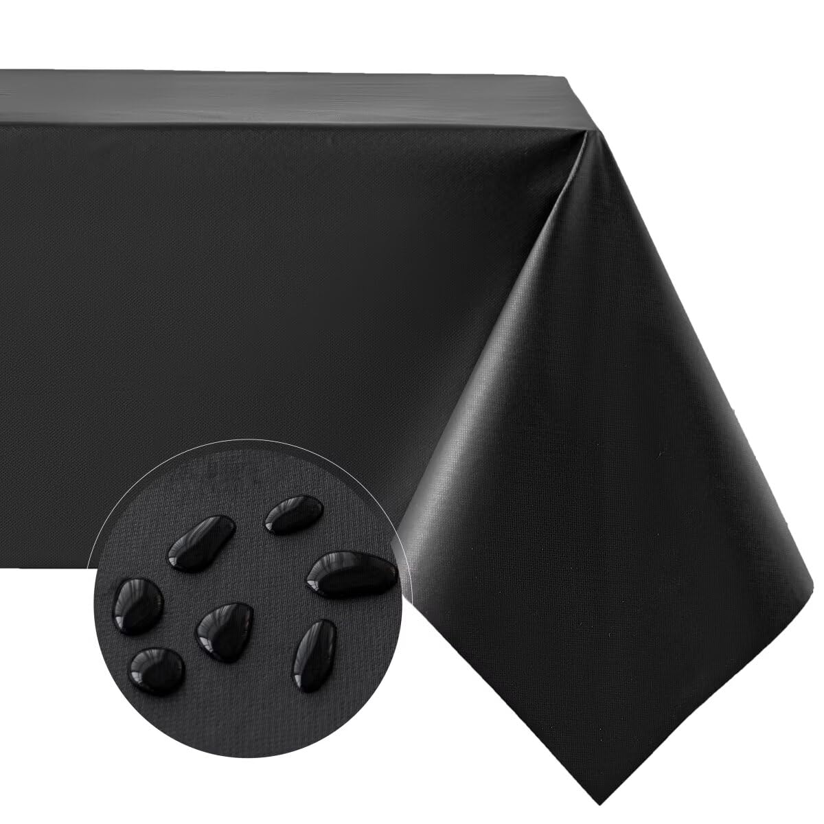 Photo 1 of Aironment 100% Waterproof PVC Tablecloth, Plastic Table Protector Oil and Spill Proof Selected Vinyl Rectangle Table Cloth Cover for Dining, Parties, Camping ?54" x 120" Black