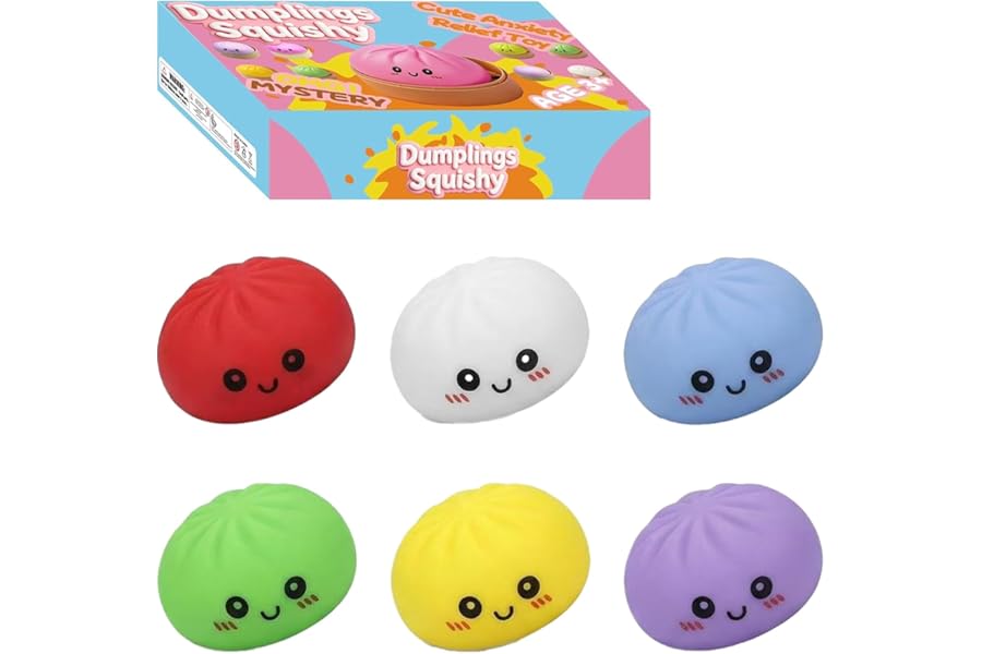 6Pcs Dumplings Squishy Mystery Mini Dumplings Squishy Stress Balls Fidget Sensory Toy Soft Squeeze Decompression Dough