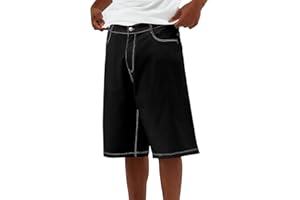 Mens Loose Denim Shorts Baggy Casual Wide Leg Mid Jean Jorts Zipper Hip Hop Shorts with Pockets Streetwear