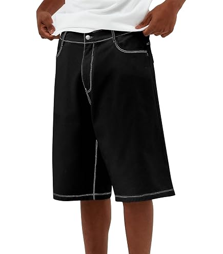 Covvoliy Baggy Jeans Shorts for Men Wide Leg Mid Jean Shorts