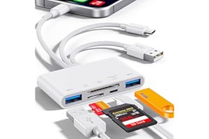 5-in-1 Memory Card Reader, USB OTG Adapter & SD Card Reader for iPhone/iPad, USB C and USB A Devices with Micro SD & SD Card 