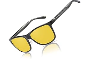 BIRCEN Night Vision Glasses for Driving: HD Anti Glare Metal Frame Night Driving Glasses Yellow Lens for Men