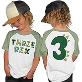 AG AGUU Toddler Boy Birthday Shirts T-Rex Dinosaur Outfit Dino Party T Shirt Short Sleeve Tees Tops Summer Clothes 2-4T