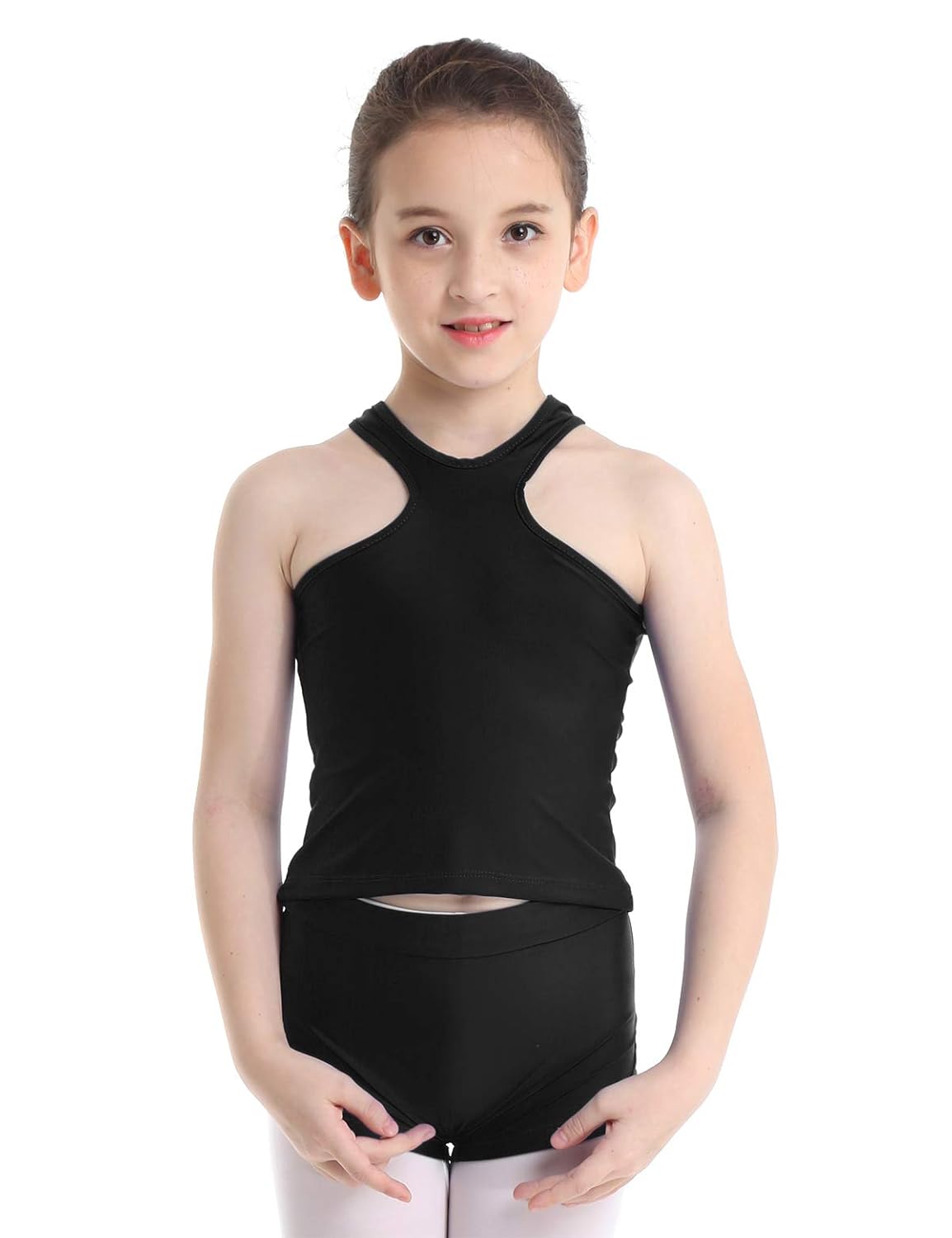Agoky Girls Short Sleeves Crop Tops with Booty Shorts Gymnastics