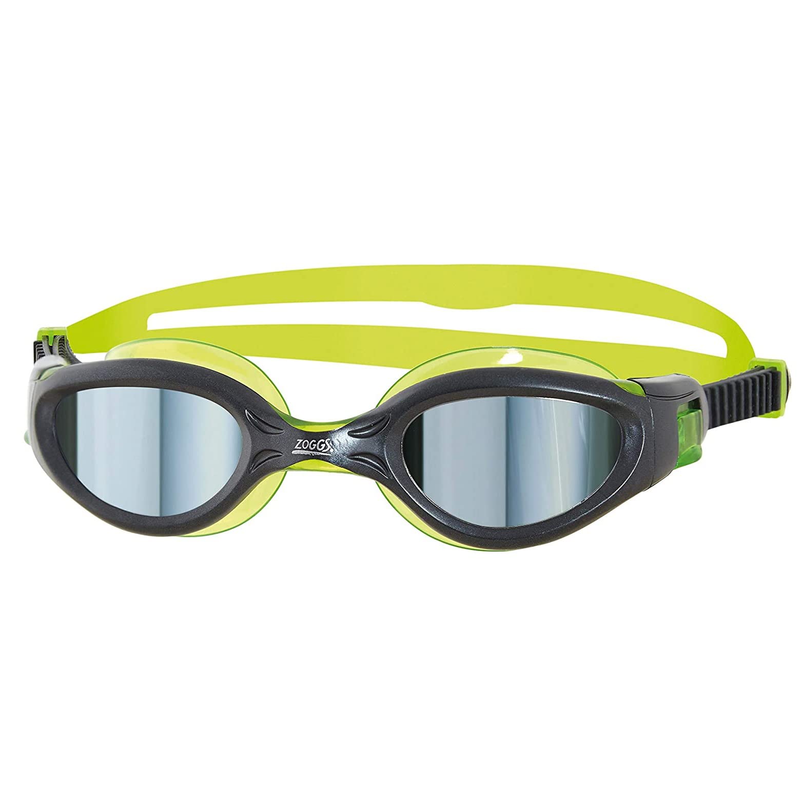Zoggs Unisex-Youth Phantom Elite Swimming Goggles, Black/Green/Mirror, 6-14 years, 311591