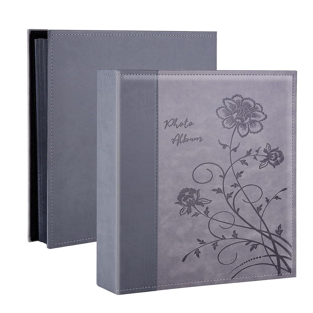 Miaikoe Photo Album 6x4 400 Photos Slip in, Extra Large Capacity Leather Cover Wedding Family Picture Albums Holds 400 Vertical 10x15cm Landscape Photos(Grey)