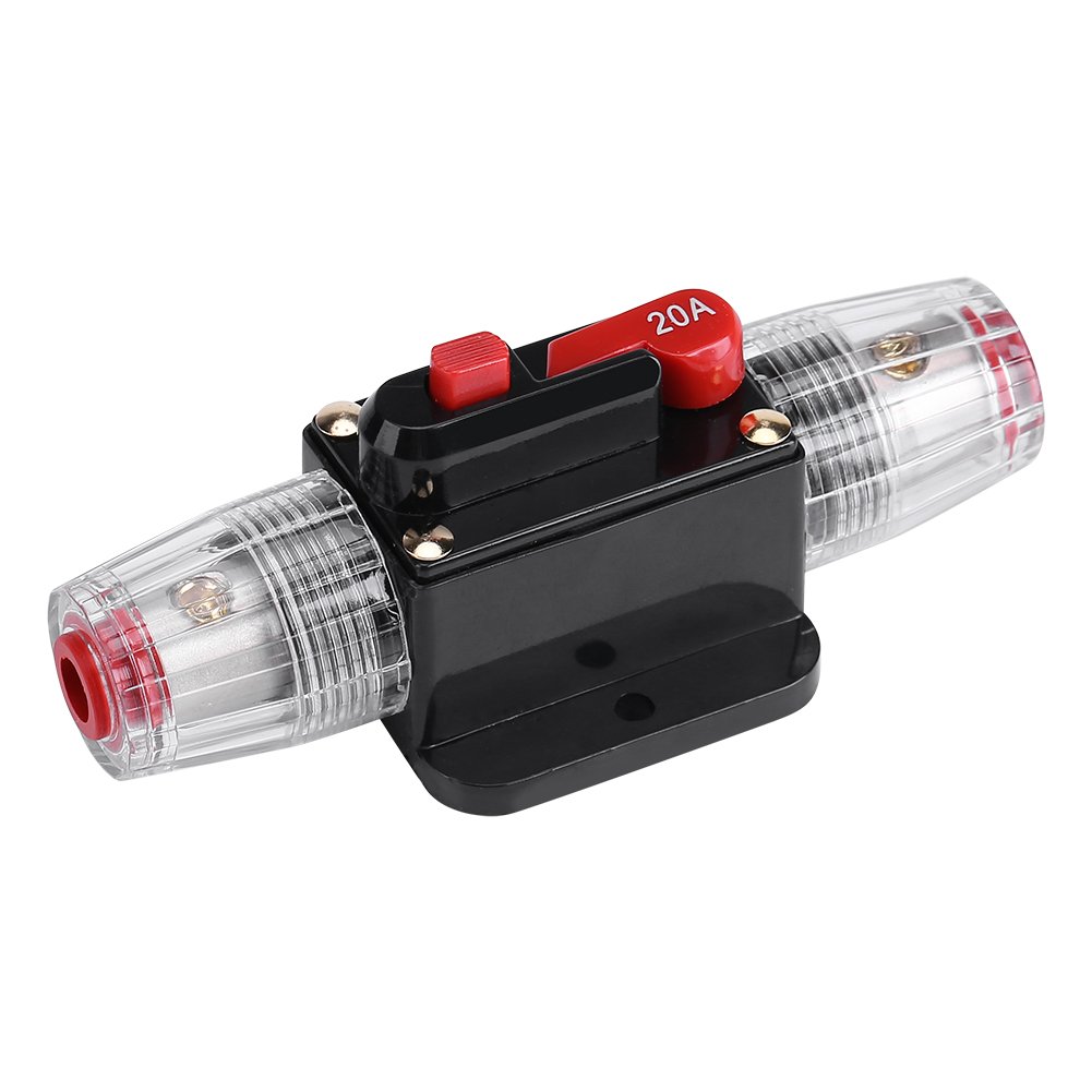 Zerodis DC 12V-24V Car Audio Inline Circuit Breaker Reset Holders Inverter for Stereo Switch System Protection (20A)