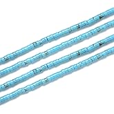 Adabele 14.5 Inch Natural Turquoise Blue Howlite Healing Gemstone 4mm x 2mm Small Heishi Tube Rondelle Beads Gem Stone Spacer (150-160pcs) for Jewelry Making GH-C17