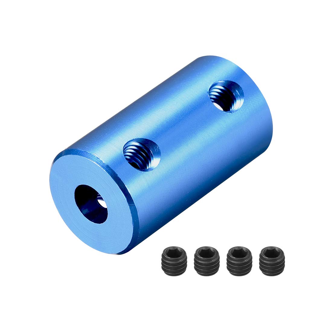 sourcing map 5mm to 5mm Bore Rigid Coupling Set Screw L25XD14 Aluminum Alloy,Shaft Coupler Connector,Motor Accessories,Dark Blue,4pcs