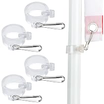 Lot De 6 Anneaux Rotatifs Pour Mât De Drapeau Avec Crochet Fixe - Diamètre 1,9 à 2,5 Cm - Transparent