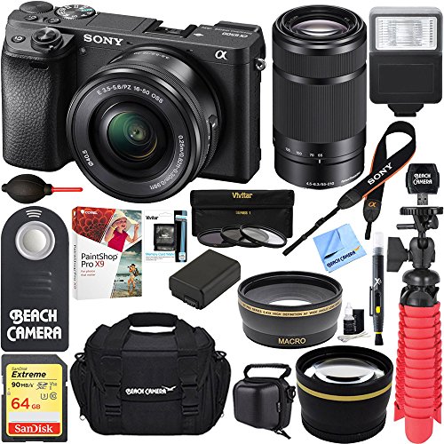 Sony-Alpha-a6500-242MP-Wi-Fi-Mirrorless-Camera-16-50mm-55-210mm-Zoom-Lens-Black-NP-FW50-Spare-Battery-Accessory-Bundle