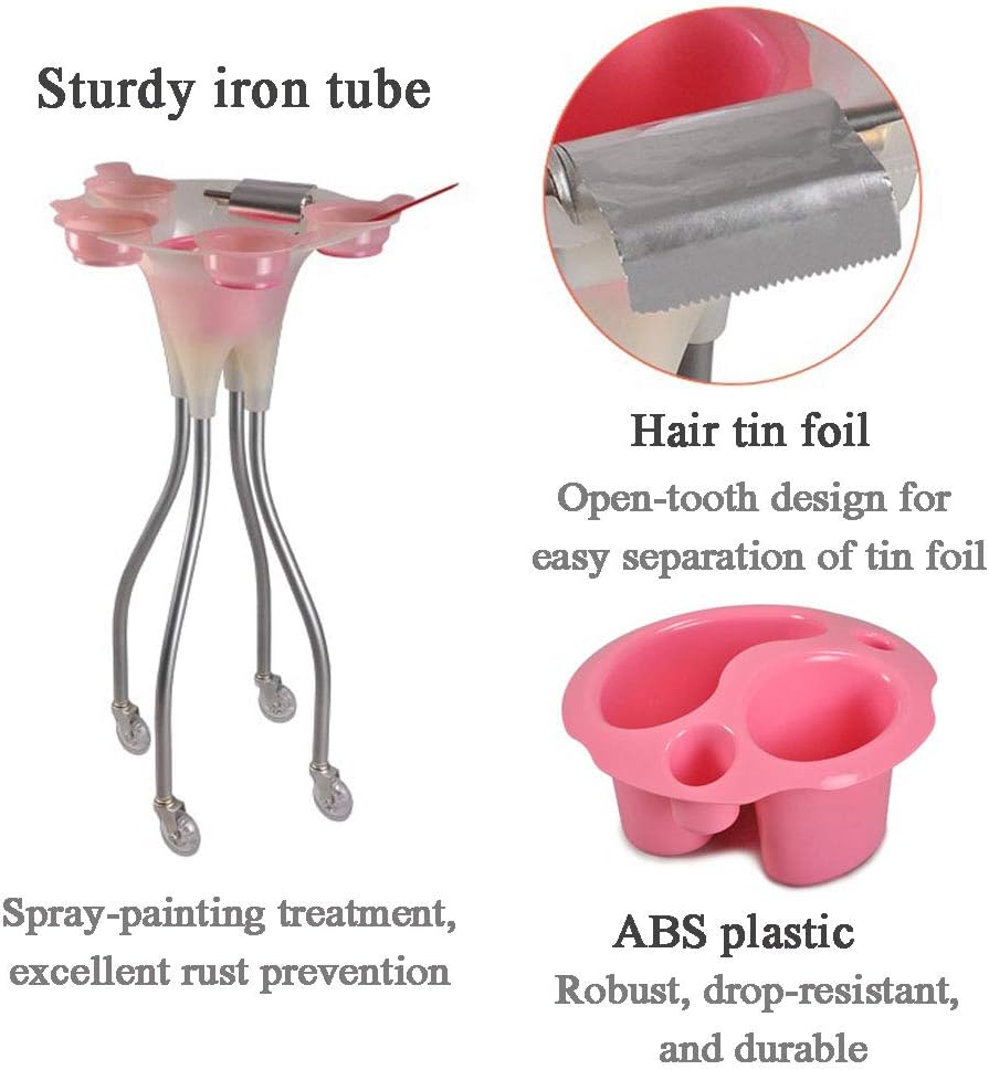 HORV Salon Trolley with Hair Color Dyes Bowls Beauty Hairdresser Tray Portable Utility Cart SPA Storage Hair Accessory Holder 4 Wheels: Home & Kitchen