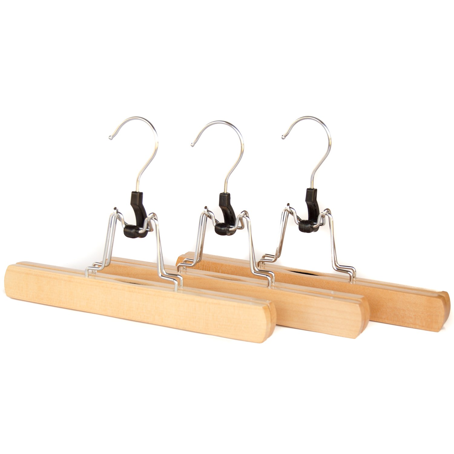 Clutter Mate Set of 12 Wood Pant Hangers with Premium Natural Finish