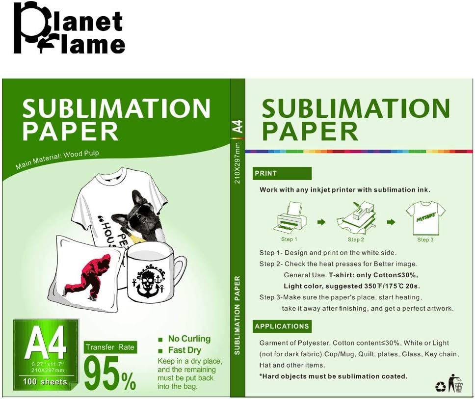 Sublimation Paper A4 100 Sheets, Heat Transfer 8.27x11.7" for Canon HP Epson All Inkjet Printer with Sublimation Ink Christmas Gift Halloween DIY