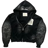 Vhitler Y2k Grunge Zip Up Hoodie Women Men Oversized Emo Goth 2000s Graphic Hoodie Streetwear Jacket Fall Baggy Sweatshirts