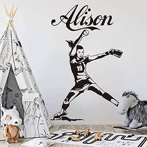 Nombre personalizado Béisbol Lanzamiento rápido Calcomanía de pared