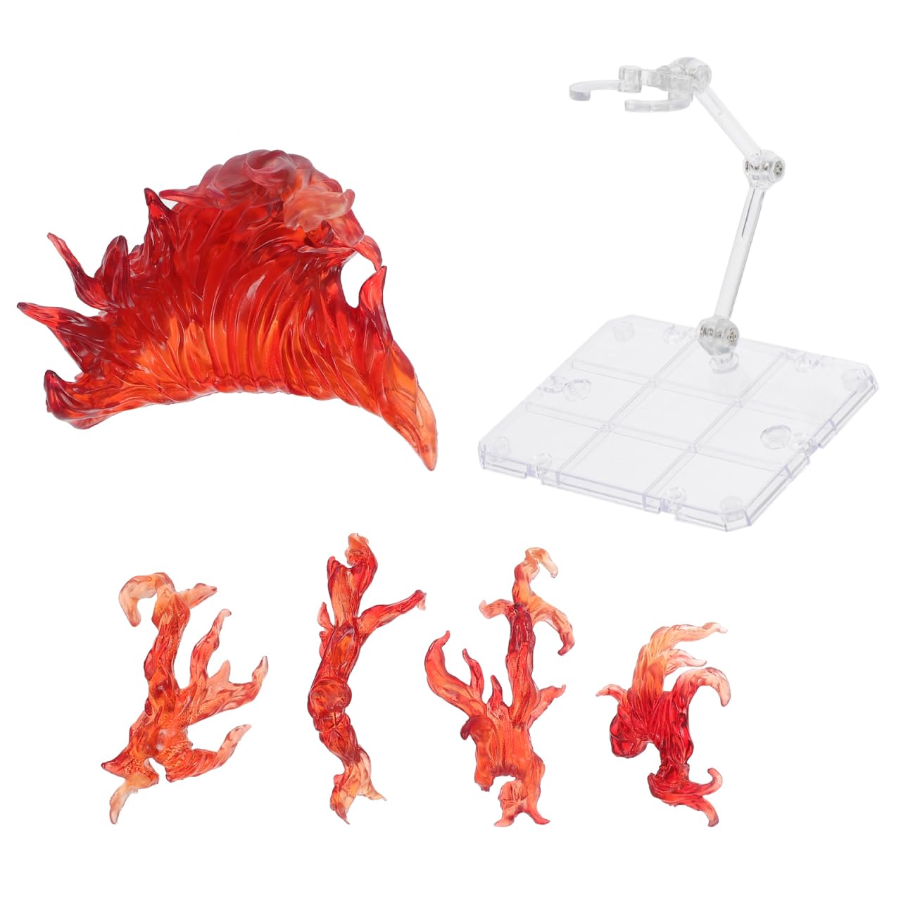 Photo 1 of iplusmile Action Figure Stand, Assembly Action Figure Display Holder Base Doll Model Support Stand, Figure Display Fire Effects Compatible with HG RG SD SHF 1/144, Red