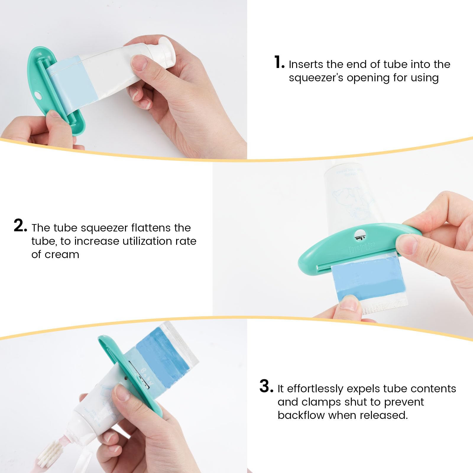 LOVEINUSA Toothpaste Tube Squeezer Dispenser, 4PCS Hanging Tooth Paste Clips Roller Squeezer Holder for Saving Toothpaste Facial Cleanser Creams Paint, Multicolor