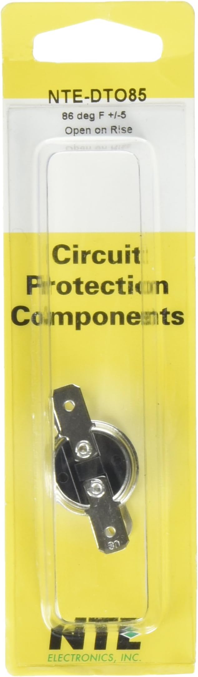 NTE Electronics NTE-DTO85 Snap Action Disc Thermostat, Open on Rise, 85 Degree F Temperature, Loose Bracket, 1/4" QC Terminals