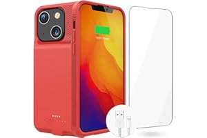 GIN FOXI Battery Case for iPhone 13&13Pro/13 Pro Max/13/12 Mini/14/14 Pro/12 Pro max, Real 7000mAh Ultra-Slim Battery Charging Rechargeable Anti-Fall (Red, for iPhone 13 &13 Pro (6.1 inch))