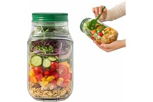 2026 Salad Jar with Side Opening and Leakproof Dressing Compartment – On-the-Go Salad Pod for Lunch, Meal Prep, Travel and Ou