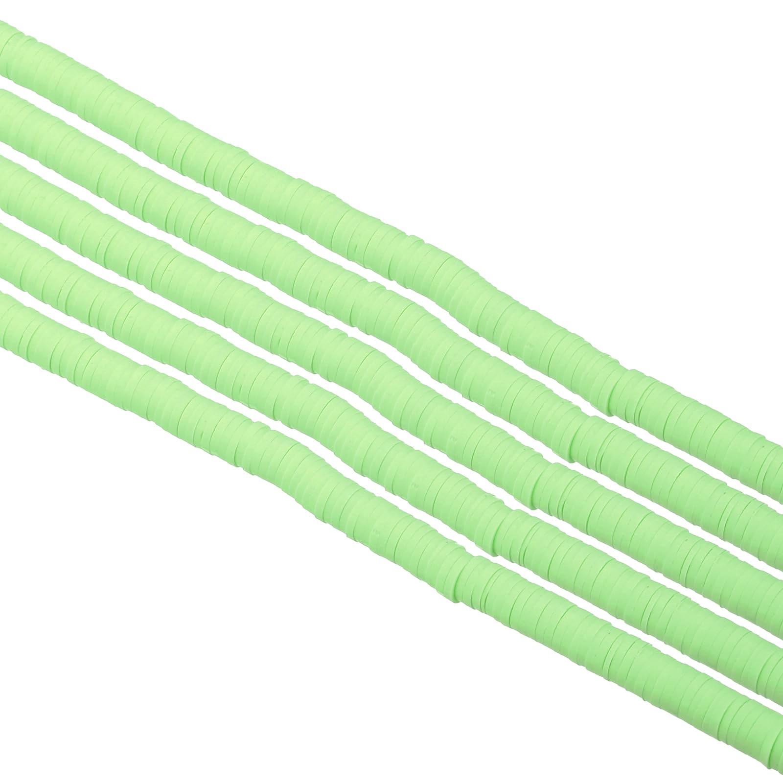 PATIKIL 6mm Polymer Clay Beads Spacer, 1750Pcs 5 Strands Round Flat Handmade Bead Spacer for Craft Home Decor Chain Bracelets Jewelry Making, Mint Green