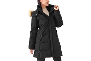 PUREPEAR Women's Long Thicken Puffer Jacket Warm Coat with Faux Fur Removable Hood