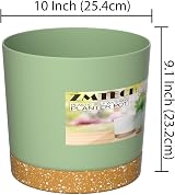 ZMTECH 25cm Plant Pots Modern Planters with Drainage Holes Set of 2 Green view 3