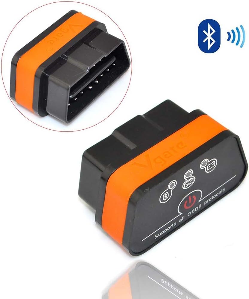 iKKEGOL Vgate iCar 2 Mini OBD2 II Bluetooth Car Diagnostic Scanner Tool for Torque Android(Black+Orange)