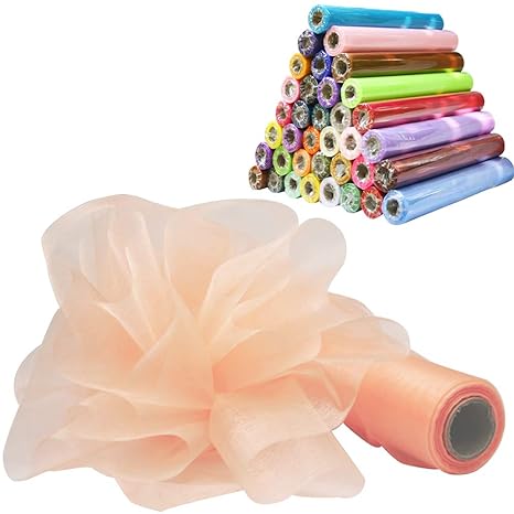 Tts 29cm X 26m Organza Roll Sash Fabric Table Runner Sashes Chair Cover Bows Swags For Wedding Party Peach