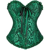 Moonight Corsets for Women Renaissance Floral Lace up Boned Overbust Corset Bustier Shapewear