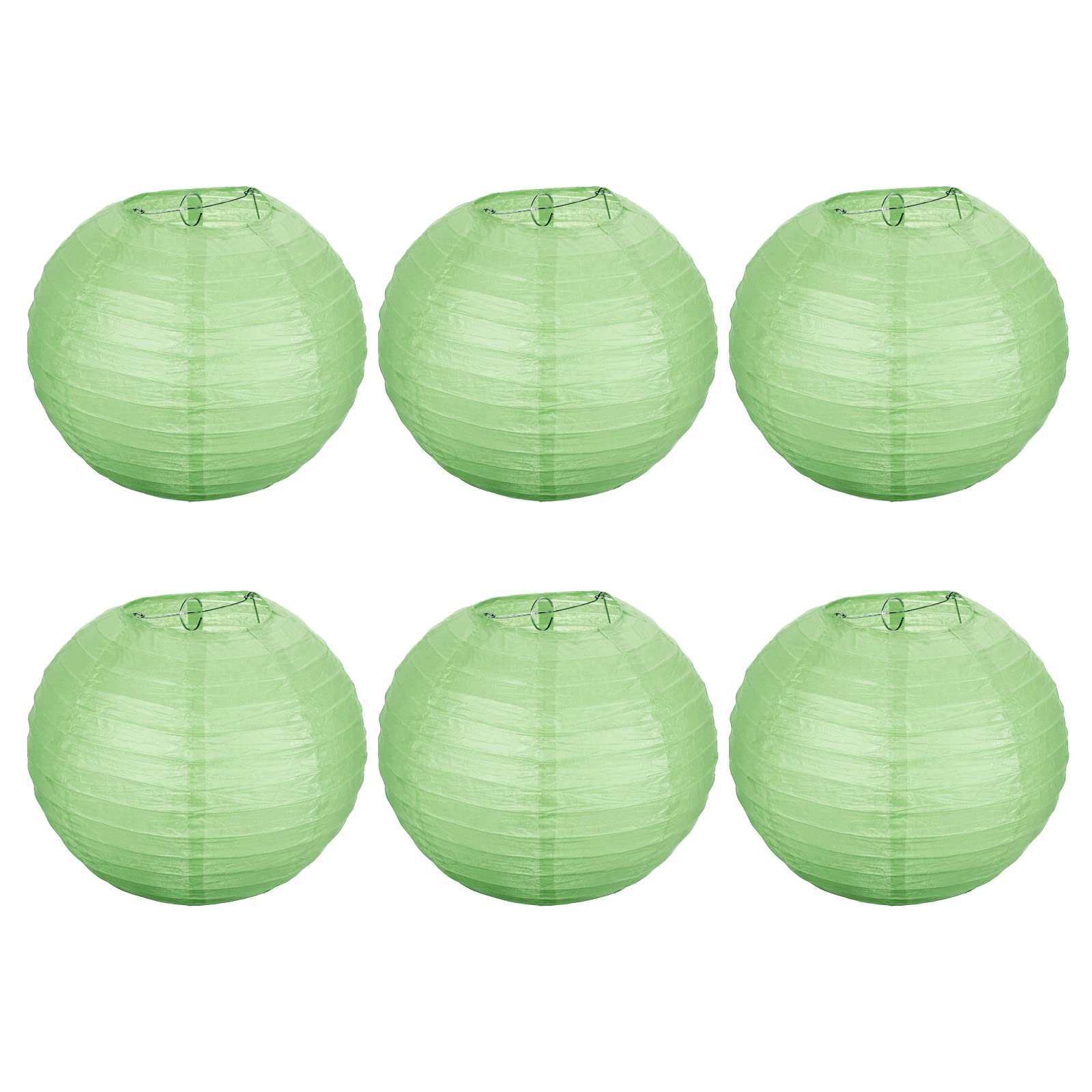 PATIKIL 10 Inch Paper Lanterns, 6 Pack Round Folding Hanging Lamp Shade for Wedding Home Party Festival Celebration, Grass Green