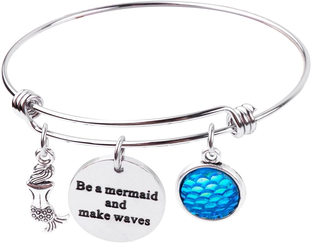 Be A Mermaid and Make Waves Mermaid Charm Bracelet Inspirational Gift Gift for Her…