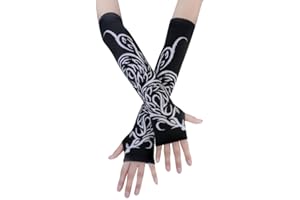 JISEN Women Punk Winter Arm Warmer Knitted Stretchy Soft Fingerless Gloves