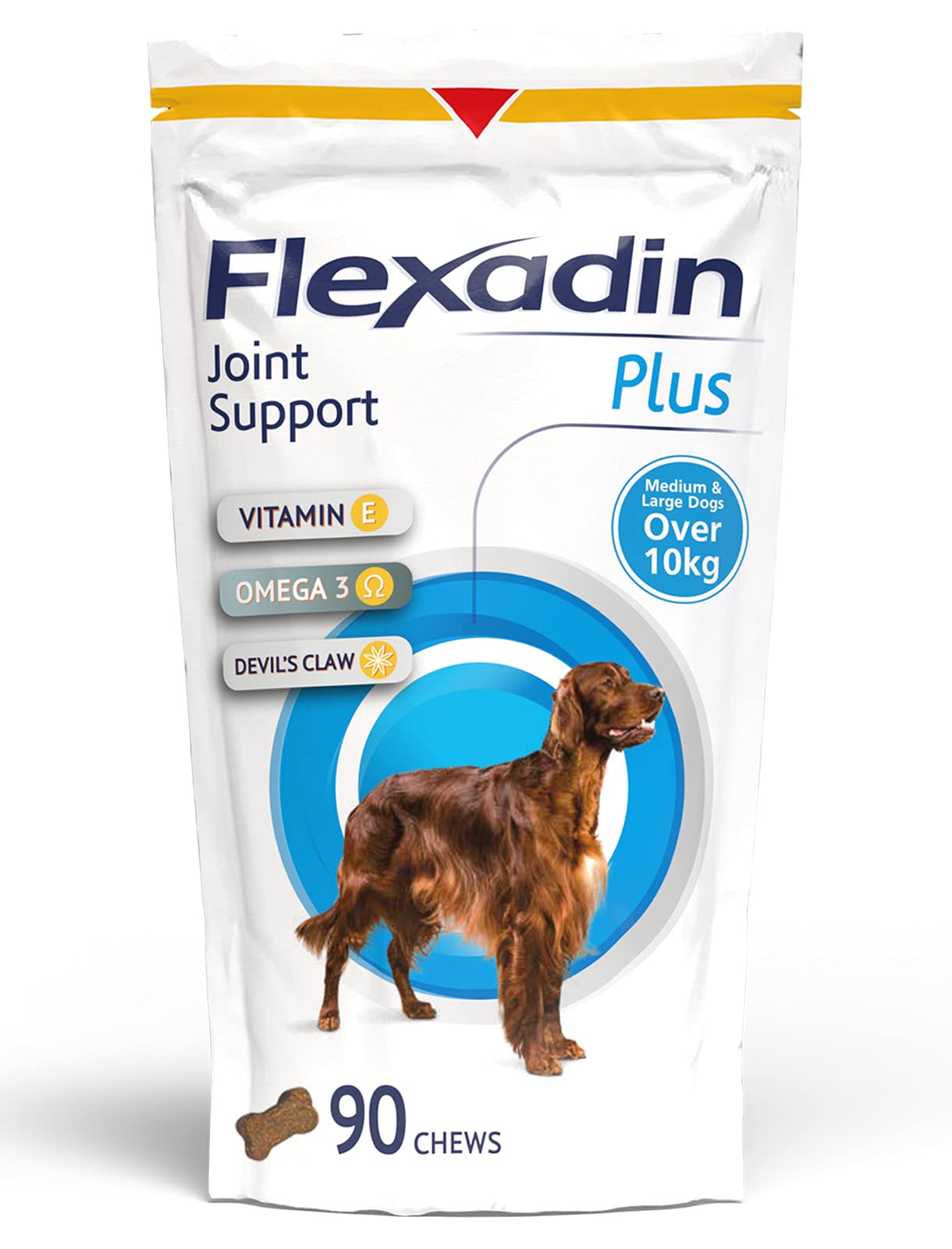 Flexadin Plus Joint Supplement Chews for Medium and Large Dogs (over 10kg) | Aids Mobility & Flexibility| Glucosamine, Chondroitin, Omega 3 & Vitamin E| 90 Chews