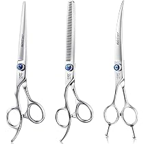 Osaqi Left-Handed Pet Grooming Scissors – 3x6 Inch Up & Downward Curved – Japanese Steel
