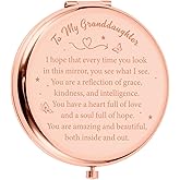 Delujouberst Valentine Gifts for College Girls Rose Gold Compact Mirror, Granddaughter Gift from Grandma, Best Gifts for 20 Year Old Girl Valentines Day Gifts for Teen Girls 16-20