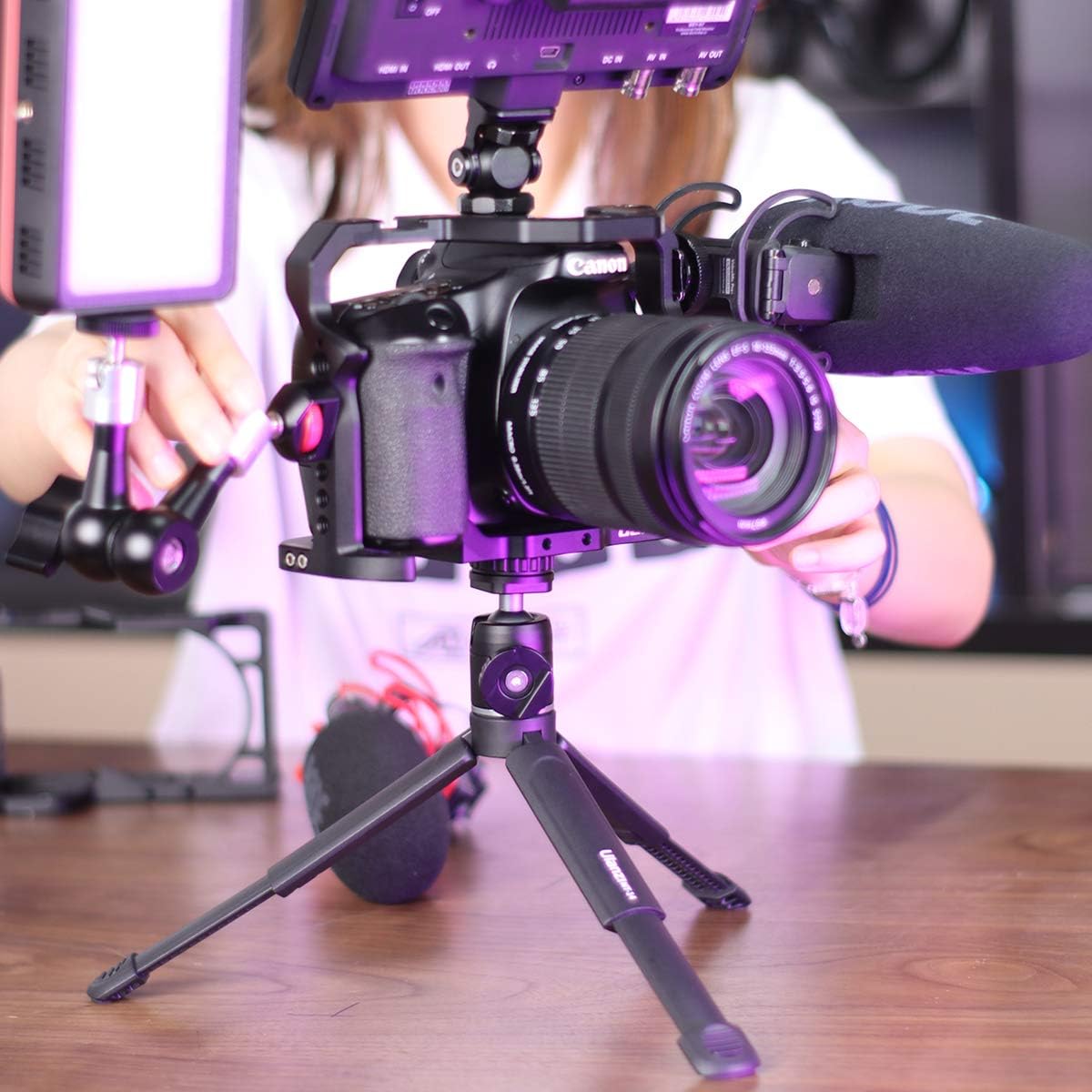 Mini Tripod PICTRON MT-14 Mini Camera Tripod with 360° Ball Head & Cold Shoe, Extendable Small Selfie Stick Tabletop Tripod for Camera iPhone Android Projector Monopod Webcam DSLR Gopro : Camera & Photo