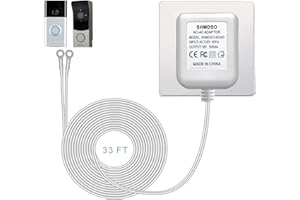 SHMDSO 18V Doorbell Power Supply Compatible with Nest Wyze Eufy Ring Doorbell Transformers 33 Feet Output Cable,18V500MA Adapter (33 Feet White)