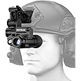 GOYOJO Night Vision Goggles Helmet-Mounted Monocular | 1080P HD NVG with 6X Zoom & Adjustable Infrared | IP66 Waterproof for Hunting, Surveillance, Camping | Built-in Compass (100% Darkness)