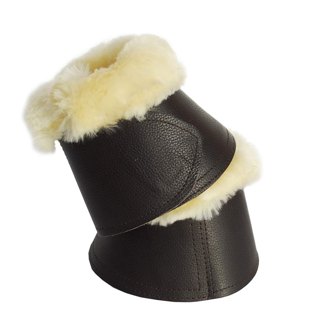 Rhinegold Leather Sheepskin Trim Over-Reach Boot-XL-Brn/Nat