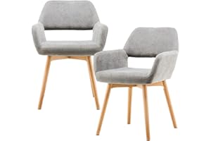 YEEFY Mid Century Modern Dining Chairs Set of 2 & 4 & 6 Comfy Accent Chair Upholstered Kitchen Dining Living Room Chairs for Bedrooms Waiting Room Home Arm Desk Chair No Wheels (Gray, 2)