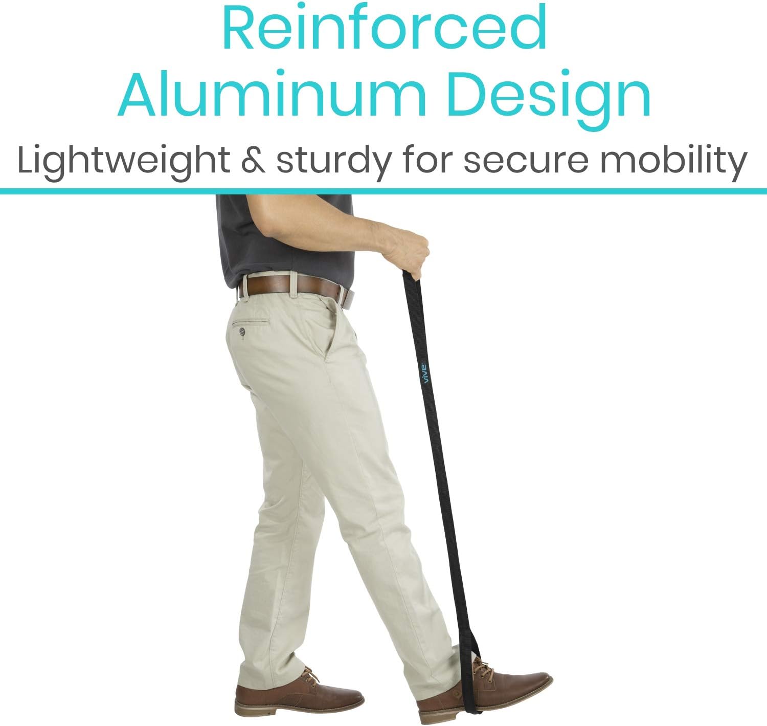 Vive Leg Lifter Strap (44 Inch) - Rigid Foot Loop, Hand Grip for Adult, Senior, Elderly, Handicap, Disability, Pediatrics - Long Band Mobility Aid for Car, Bed, Couch, Hip Replacement, Wheelchair: Health & Personal Care